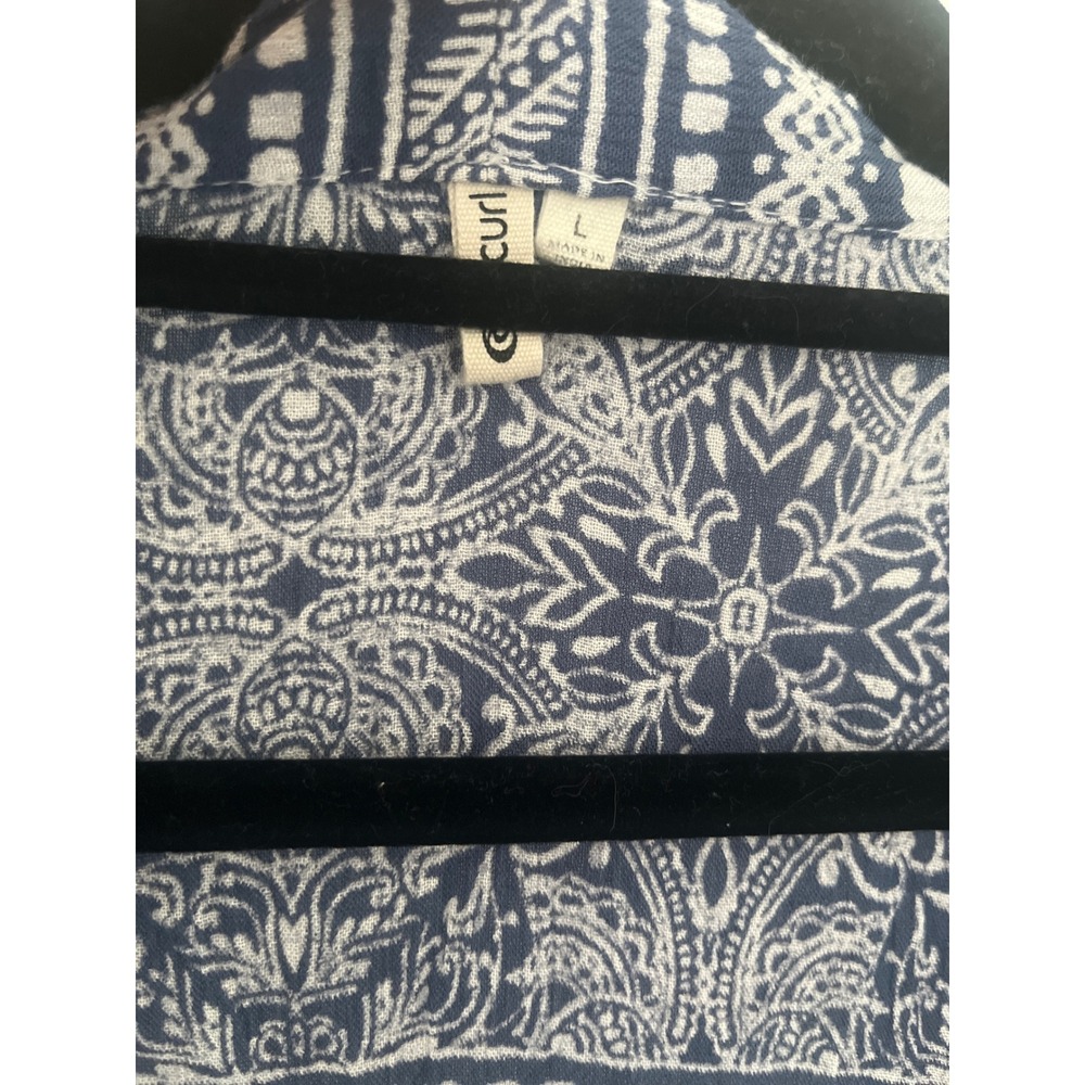 Rip Curl Kimono Duster Blue White Patterned Bohemian Cover Up Lightweight Size L - Picture 4 of 4